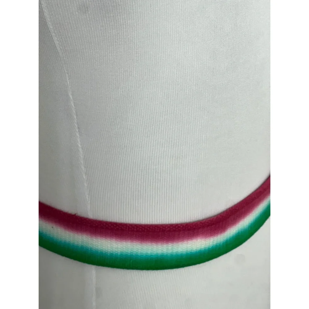 Polo Ralph Lauren D-Ring Belt Mens OS Green Pink Ombre Striped Preppy Canvas A61